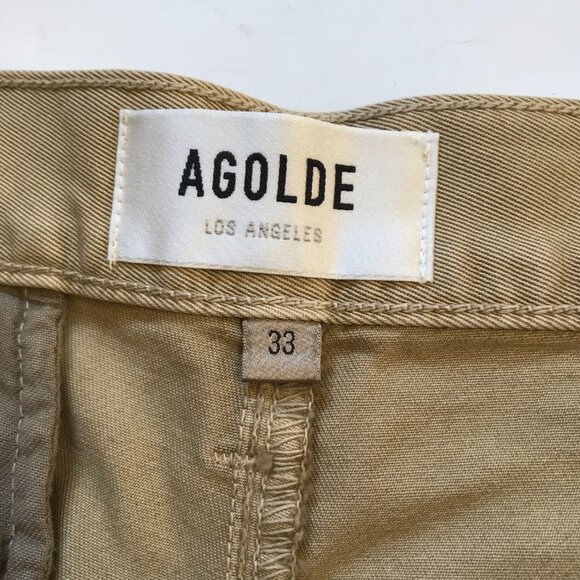 NWT Agolde Daryl Wide Leg Pants Womens 33 Khaki Beige High Rise Waist Cotton NEW - Picture 9 of 12
